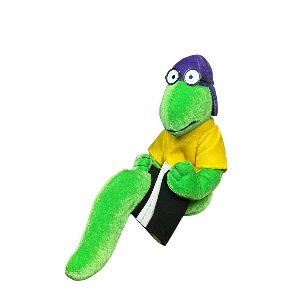 BJ Toy Book Worm Plush Toy Reading Nerd Stuffed Animal Glasses Plush Green Vtg